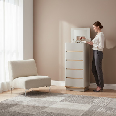 Commode Buffet décoratif Commodes Bahuts Armoire haute à 5 tiroirs