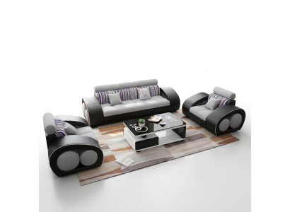 Canapé en cuir Canapé Ensemble de canapés en cuir 3 places Suite Design Canapé moderne USB