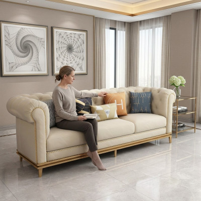 Trois places Canapé Tissu Design Canapé 3 Places Chambre Blanc Luxe Canapés