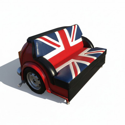 Canapé Union Jack rétro pour voiture de garage canapé auto canapé à deux places en tissu