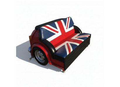 Canapé Union Jack rétro pour voiture de garage canapé auto canapé à deux places en tissu