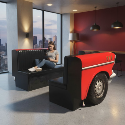 Double canapé de voiture Diner Canapé Canapé Auto Mobilier USA Ameublement Modèle Décoration Cuir