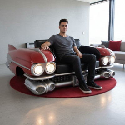 Canapé Voiture Demi-Véhicule Ratro Cinema Canapé Rembourrage Suite Canapé en Cuir