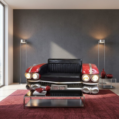 Canapé Voiture Demi-Véhicule Ratro Cinema Canapé Rembourrage Suite Canapé en Cuir