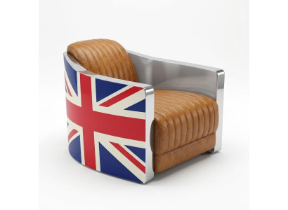 Cuir véritable fauteuil cuir vintage design chaise Rocket Union Jack Vintage Cigar