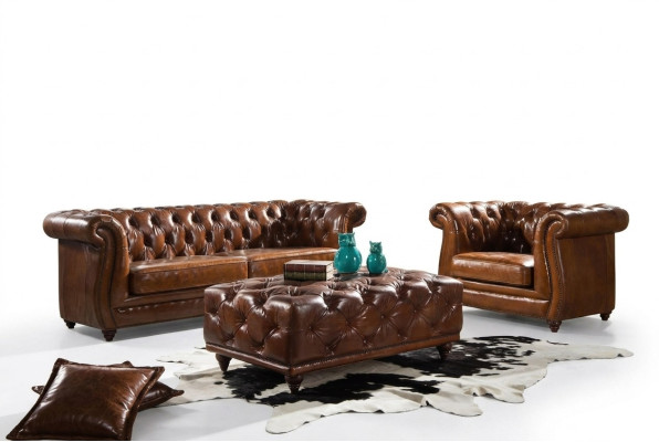 Ensemble de canapés Canapé Rembourrage Classique Ensemble de 3+1 places Canapés Design Rembourrage en cuir neuf