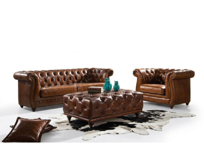 Ensemble de canapés Canapé Rembourrage Classique Ensemble de 3+1 places Canapés Design Rembourrage en cuir neuf