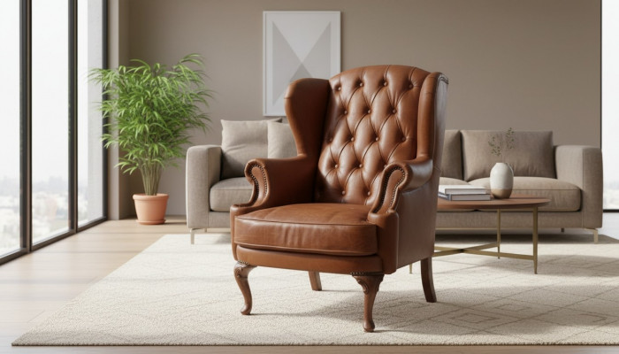 Chesterfield Fauteuil en cuir Fauteuil Wing Vintage Fauteuil Club Fauteuil Fauteuil de direction Fauteuil Wing