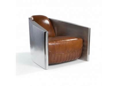 Canapé club design rétro en cuir véritable marron vintage