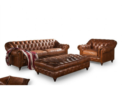 Ensemble de canapé 3 places Chesterfield Suite en anglais Vintage Sofa Fauteuil