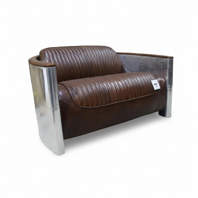 Cuir véritable canapé en aluminium 2 places mobilier en cuir vintage canapé en cuir club canapé sofa