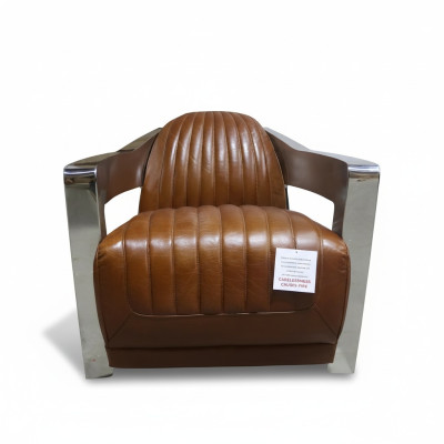 Fauteuil en cuir véritable Design Vintage Fauteuil de designer aviateur Meuble en cuir