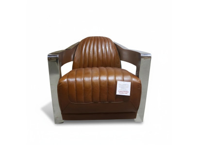 Fauteuil en cuir véritable Design Vintage Fauteuil de designer aviateur Meuble en cuir