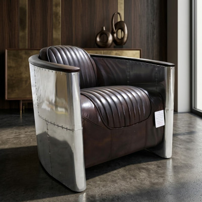 Fauteuil Design Cuir véritable Mobilier de luxe vintage Tapisserie de meubles d'avion Aviateur
