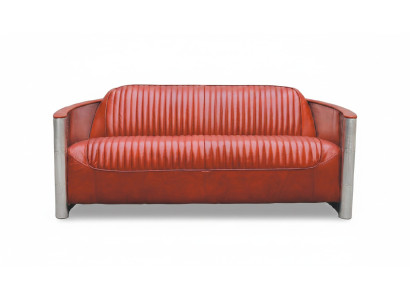Conception de canapé en cuir véritable conception vintage canapé triple en aluminium 3 places Bordaux