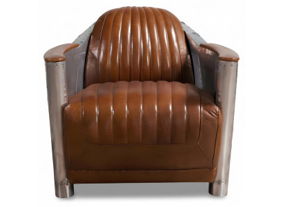 Fauteuil Cuir véritable Canapé Canapé club Lounge Rétro Aviateur Vintage Aluminium Avion
