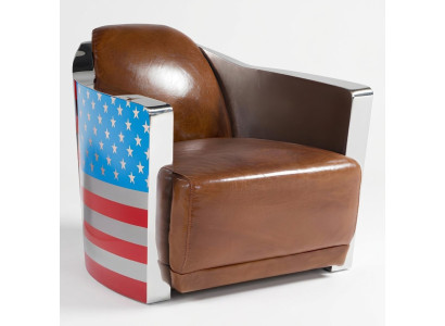 Cuir véritable chaise design vintage chaise Rocket Union Jack Vintage