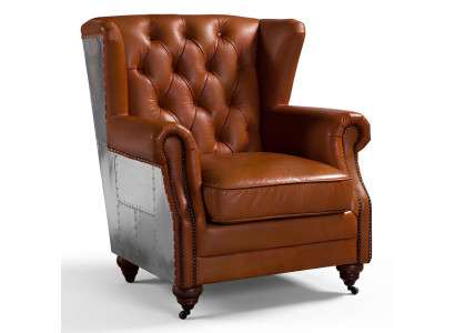 Fauteuil à oreilles en cuir véritable vintage, Fauteuil Cigar Fauteuil TV Fauteuil en cuir.