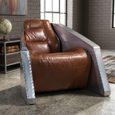 Fauteuil club en cuir design Avion Fauteuil club en cuir Vintage Aviateur