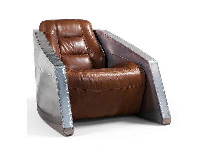Fauteuil club en cuir design Avion Fauteuil club en cuir Vintage Aviateur