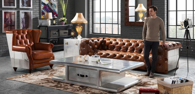 Fauteuil à ailes en cuir véritable, fauteuil vintage Cigar TV