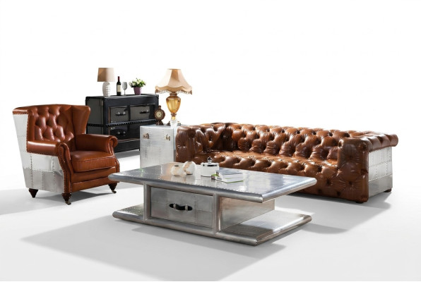 Fauteuil à ailes en cuir véritable, fauteuil vintage Cigar TV