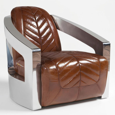 Chaise vintage rétro fauteuil en cuir fauteuil lounge club design meuble de luxe avion