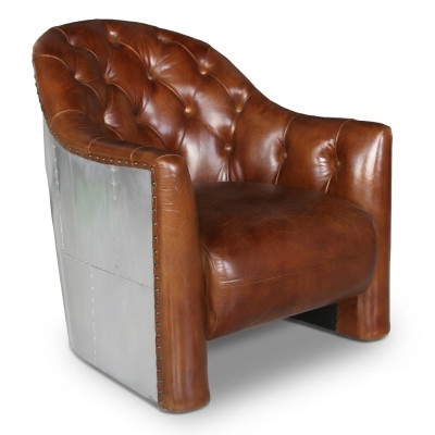 Aviateur Chesterfield fauteuil vintage en cuir fauteuil de salon fauteuil de cocktail vintage
