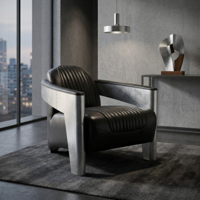 Véritable design en cuir chaise fauteuil télévision aviateur de style vintage