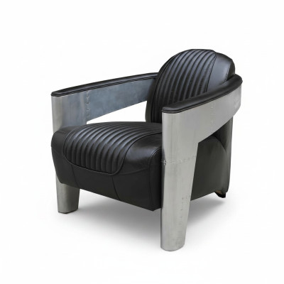 Véritable design en cuir chaise fauteuil télévision aviateur de style vintage