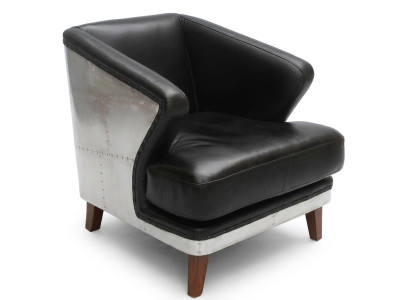Fauteuil de club en cuir noir Chaise en cuir fauteuil vintage Mobilier Relax