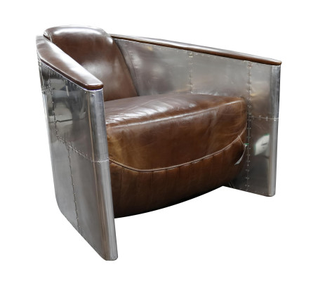 Canapé Aviateur Fauteuil en cuir véritable Canapé club Lounge Vintage Avion en aluminium Rétro
