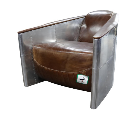 Canapé Aviateur Fauteuil en cuir véritable Canapé club Lounge Vintage Avion en aluminium Rétro