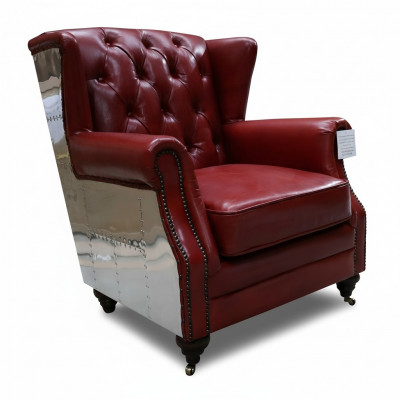 Fauteuil cabriolet en cuir véritable, style vintage Chesterfield, fauteuil TV en cuir, fauteuil en cuir neuf.
