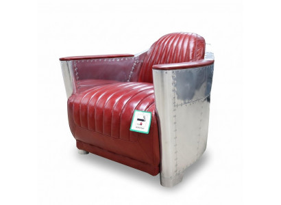 Véritable fauteuil en aluminium en cuir cognac, fauteuil d'aviateur neuf