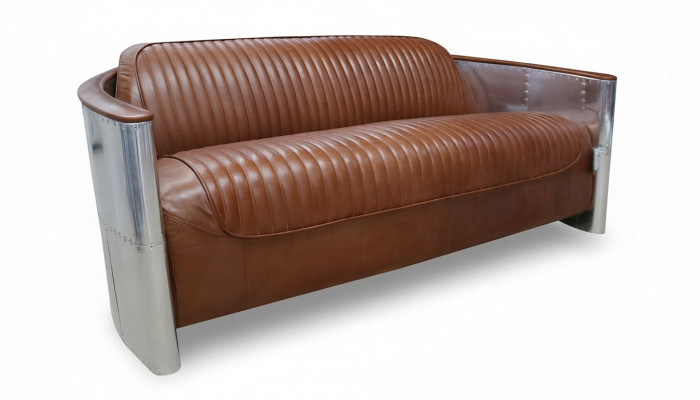 Design Club Canapé 3 Places Canapé en Cuir Trois Places Canapé en Cuir Vintage Aluminium