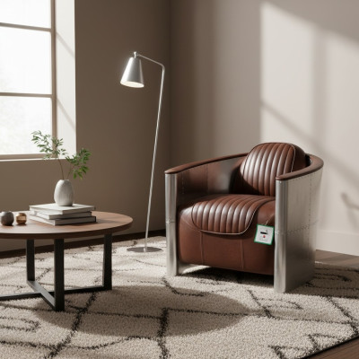 Fauteuil en cuir, fauteuil de club d'aviateur, fauteuil cocktail Art déco et fauteuil TV