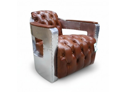 Fauteuil Chesterfield Bouton Fermé Assis Shabby Vintage Tan Authentique