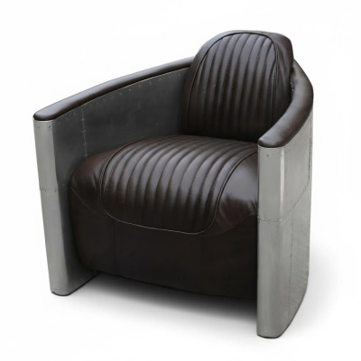 Aviateur Canapé Fauteuil Canapé club Lounge Aluminium Avion Rétro Véritable cuir Vintage