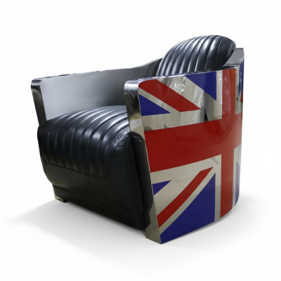 Cuir véritable fauteuil en cuir vintage fauteuil design décoratif Rocket Union Jack Vintage
