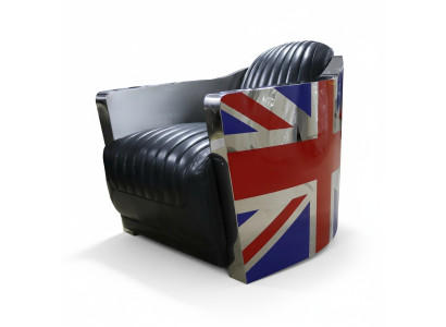 Cuir véritable fauteuil en cuir vintage fauteuil design décoratif Rocket Union Jack Vintage