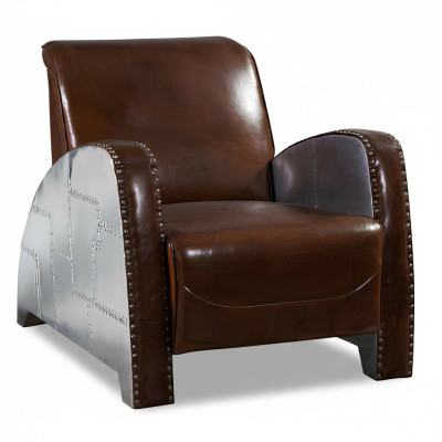 Chaise de cocktail en cuir Chaise en cuir vintage Fauteuil Club Lounge aviateur Canapé meuble