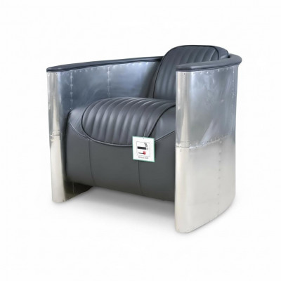 Véritable fauteuil en cuir d'aluminium couleur cognac, fauteuil d'avion décoratif, fauteuil d'aviateur neuf.