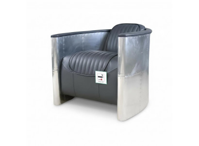 Véritable fauteuil en cuir d'aluminium couleur cognac, fauteuil d'avion décoratif, fauteuil d'aviateur neuf.