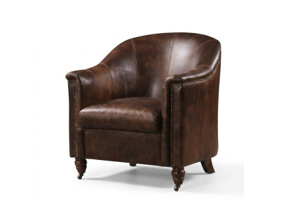 Fauteuil Club en cuir vintage Chaise en cuir Fauteuil Design en cuir véritable Retro Sofa