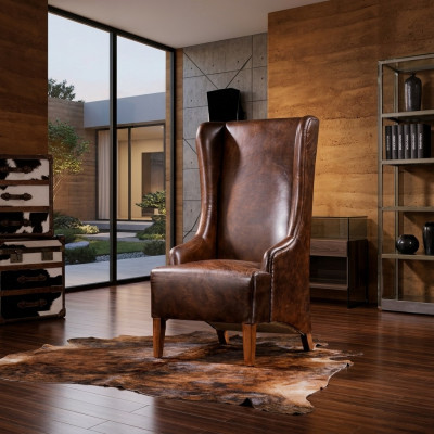 Véritable fauteuil de relaxation en cuir vintage Fauteuil en cuir de cigare Fauteuil crapaud en cuir Fauteuil TV
