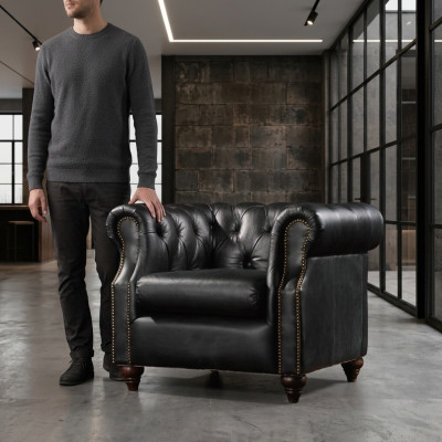 Chesterfield Fauteuil Vintage Fauteuil Lounge Cocktail Fauteuil Club Canapé TV nouveau