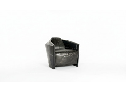 Fauteuil d'avion en cuir vintage noir en cuir véritable Design de fauteuil rétro