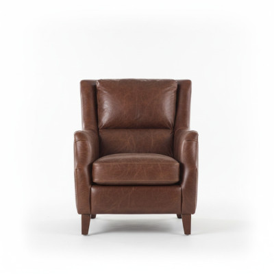 Fauteuil à oreilles Fauteuil Fauteuil de salon Fauteuil rembourré Vintage Cuir véritable