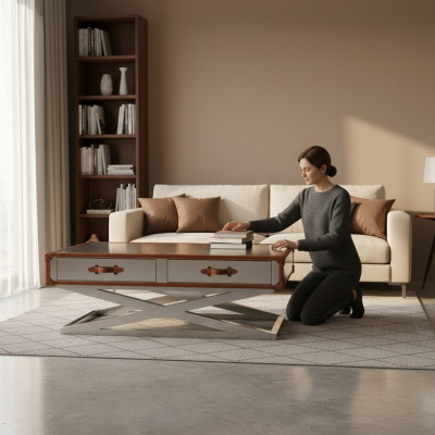 Table basse vintage Table de salon Tables Table en aluminium Table basse Aviator